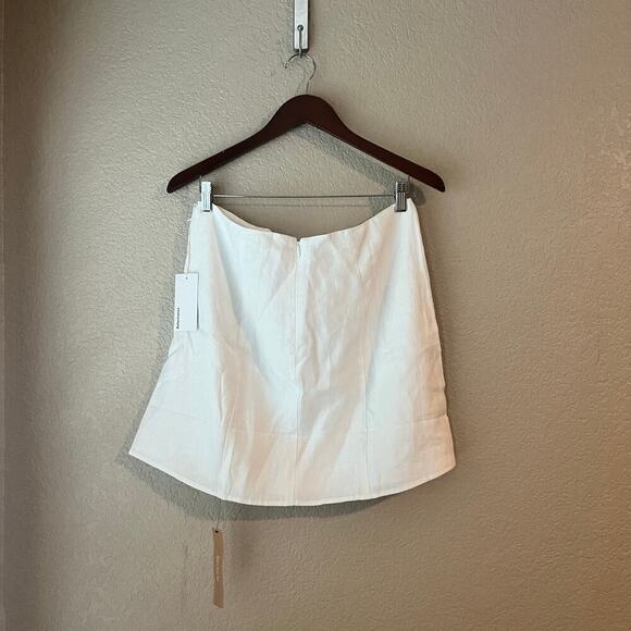 New Reformation Mia Linen Mini Skirt 10 Gold Button Sailor Lined NWT - Picture 6 of 7
